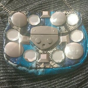 WHBM Snakeskin Teal and Mirror Purse